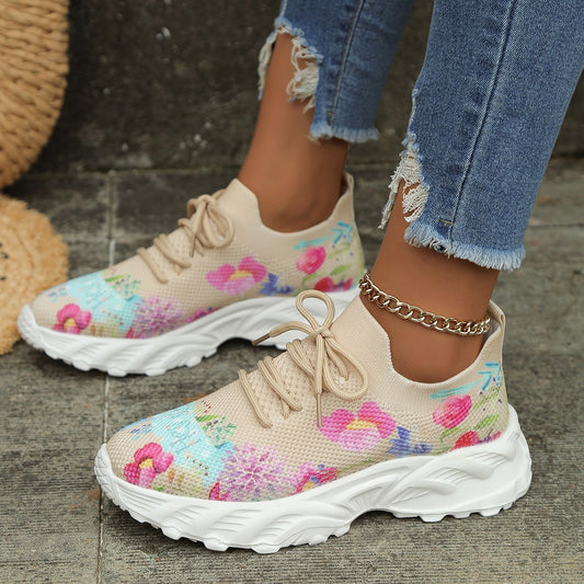 Women's Flower Print Sneakers