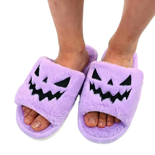 Pumpkin Fluffy Flat Slippers